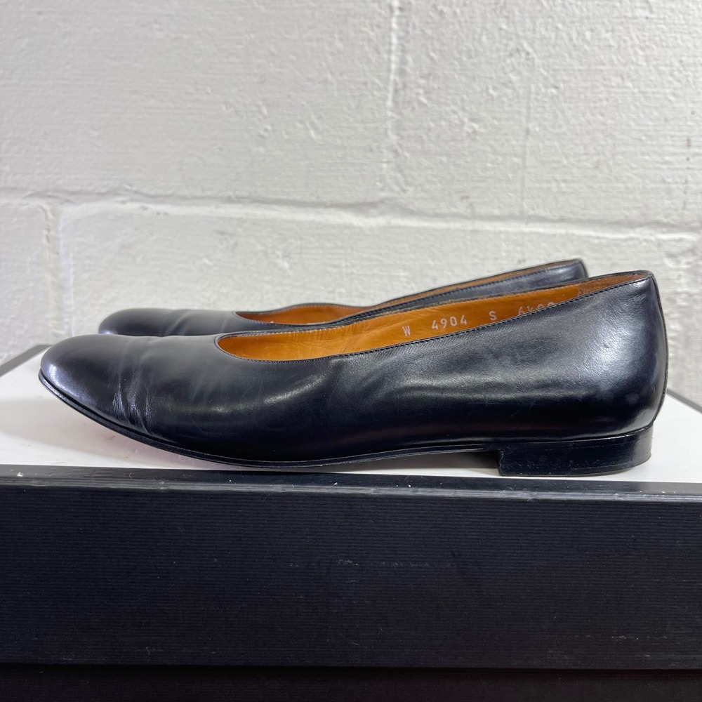 Ralph Lauren 4904 Black Leather Ballet Flats Slip On Women 6.5 AA Made in Italy - Picture 4 of 12